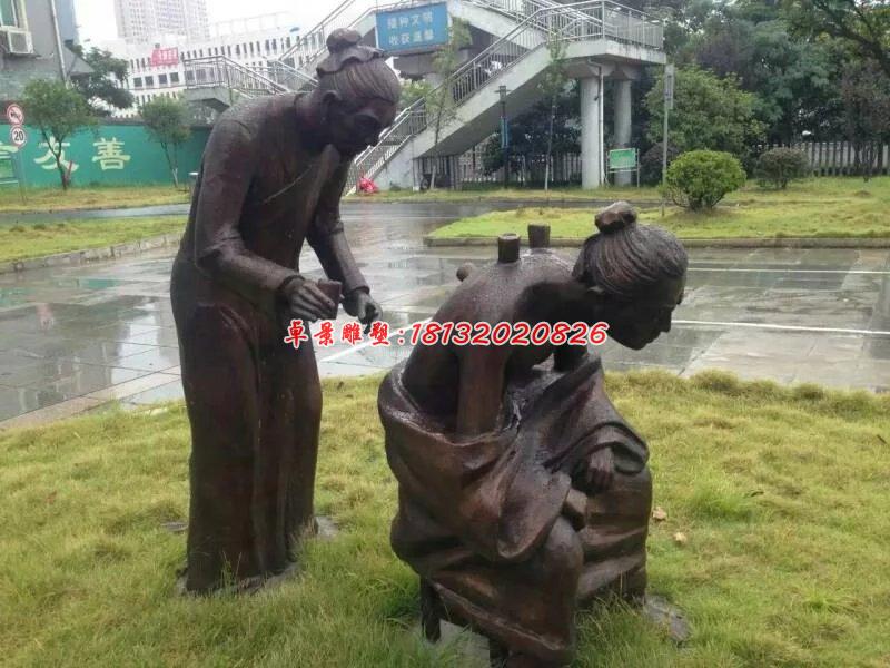 拔罐人物銅雕，公園人物雕塑