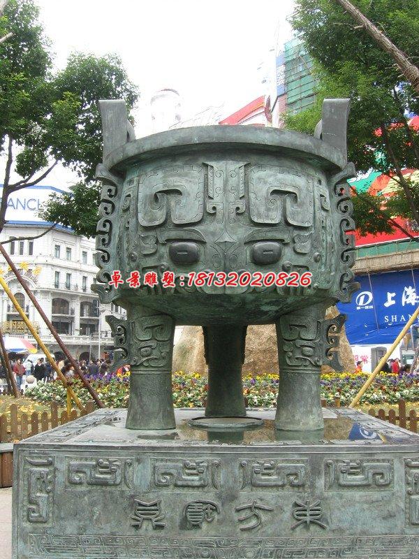 青銅三足鼎，廣場(chǎng)銅鼎雕塑