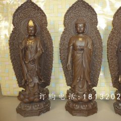 東方三圣銅雕，鑄銅東方三圣雕塑，西方三圣銅雕