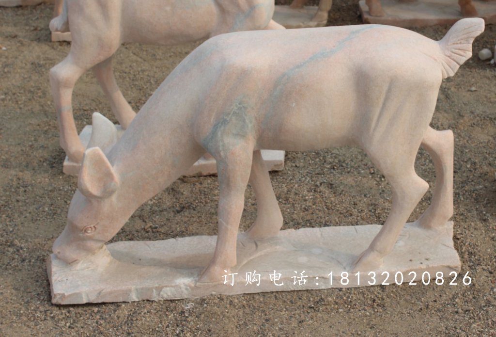 小鹿石雕，晚霞紅小鹿石雕 (2)