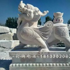 貔貅石雕，漢白玉貔貅雕塑，神獸石雕