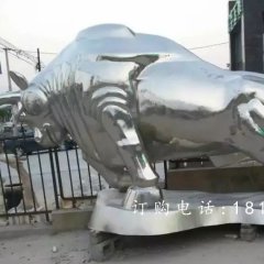 不銹鋼拓荒牛，開荒牛雕塑