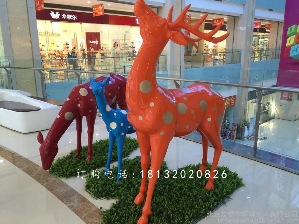 玻璃鋼小鹿雕塑，商場玻璃鋼小鹿雕塑