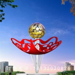 不銹鋼花朵雕塑，廣場(chǎng)不銹鋼花球雕塑