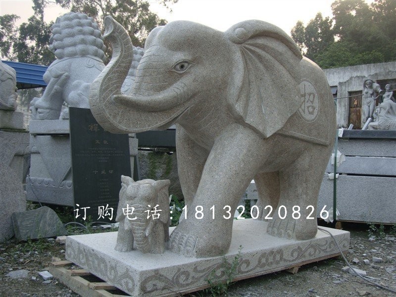 大象石雕，大理石大象雕塑 (8)