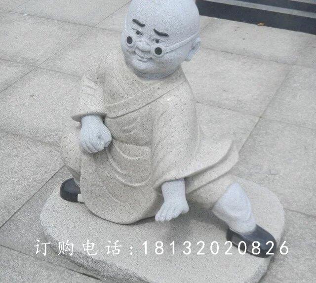 石雕小和尚，大理石人物雕塑