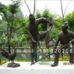 比武銅雕，古代人物銅雕