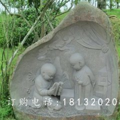 石雕小和尚，石雕人物雕塑