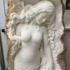 美人魚石雕，漢白玉人物石雕