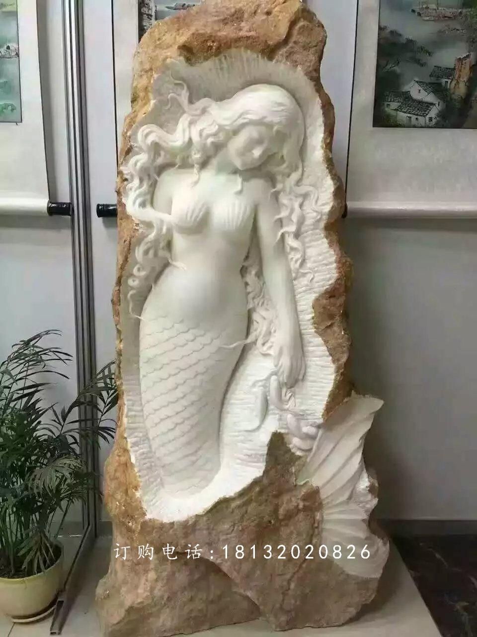 美人魚石雕，人物石雕 (2)