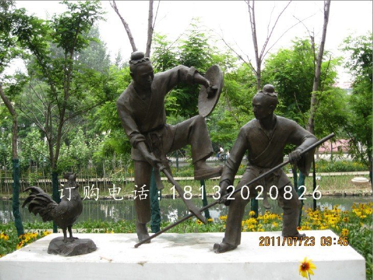比武銅雕，古代人物銅雕