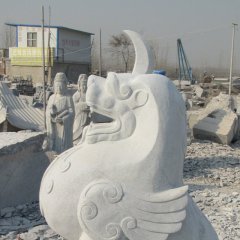 獨(dú)角獸石雕，漢白玉神獸石雕