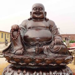 大肚彌勒佛銅雕，紫銅佛像雕塑