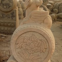 門墩石雕，晚霞紅抱鼓石