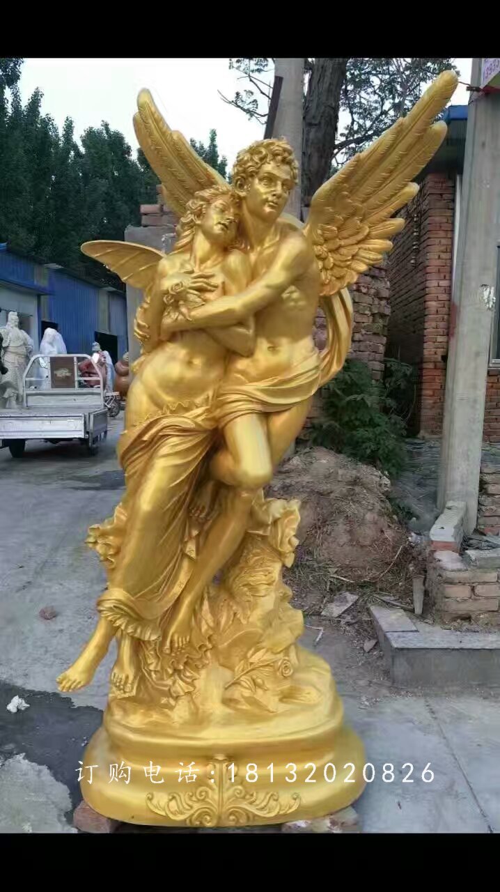 玻璃鋼愛神雕塑，西方情侶雕塑 (3)