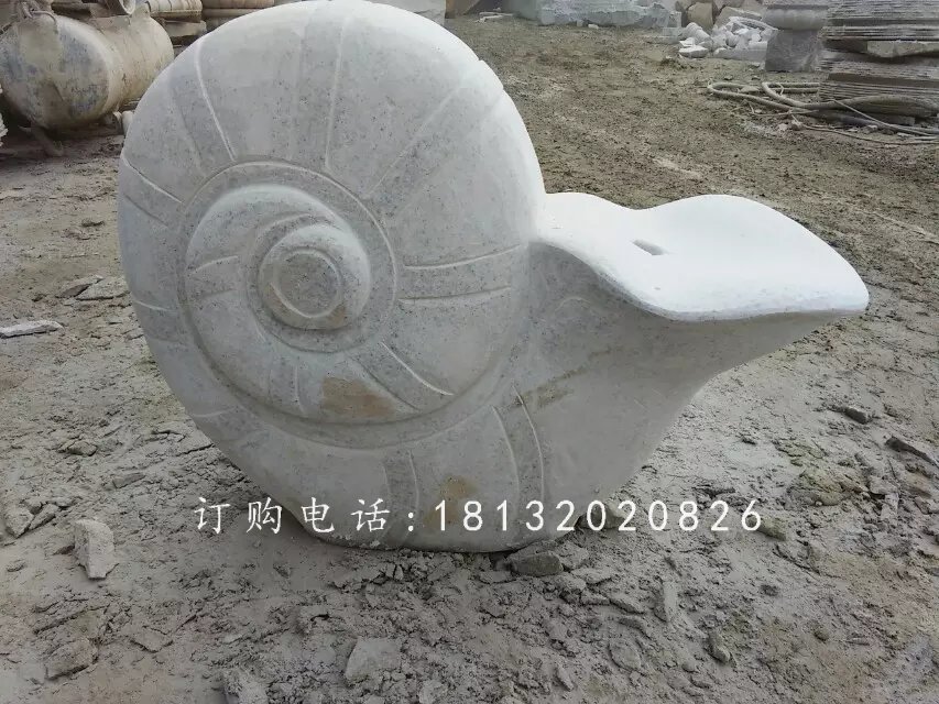 大理石蝸牛動(dòng)物雕塑，蝸牛石雕 (2)