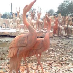 丹頂鶴雕塑，晚霞紅仙鶴動物石雕
