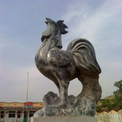 仿古公雞石雕，公園動(dòng)物石雕