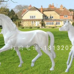 公園動(dòng)物雕塑，玻璃鋼小白馬
