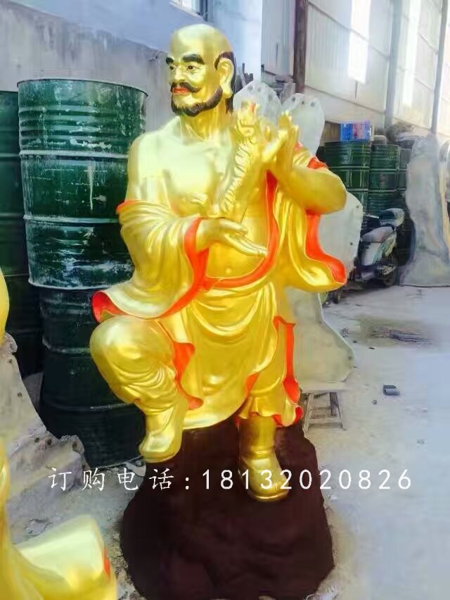 十八羅漢雕塑，玻璃鋼貼金羅漢 (2)