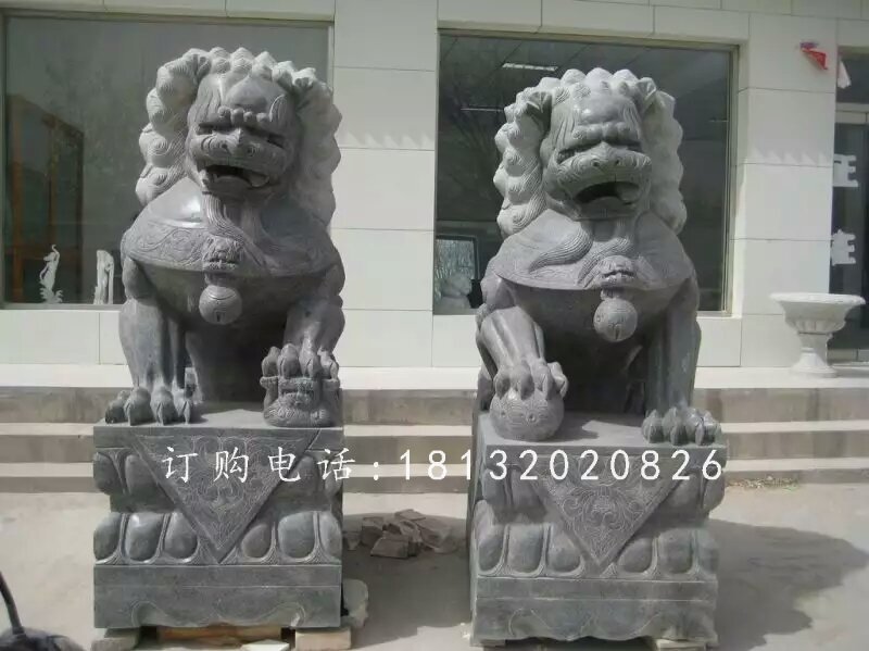 青石獅子雕塑，石雕北京獅 (1)