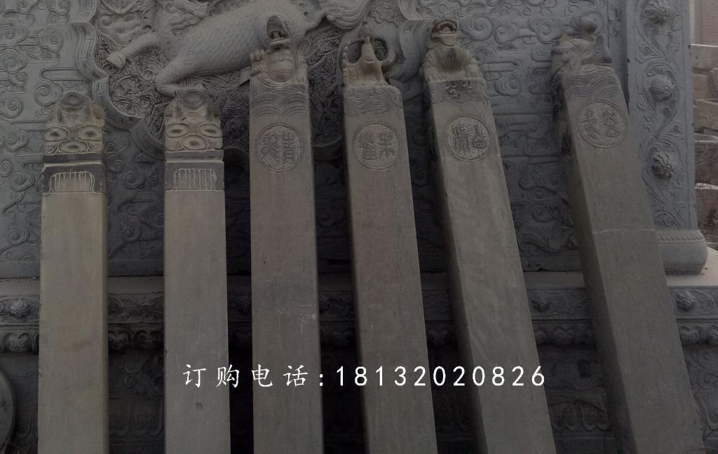 青石拴馬柱雕塑，仿古拴馬柱石雕