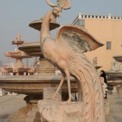 鳳凰石雕，晚霞紅鳳凰雕塑