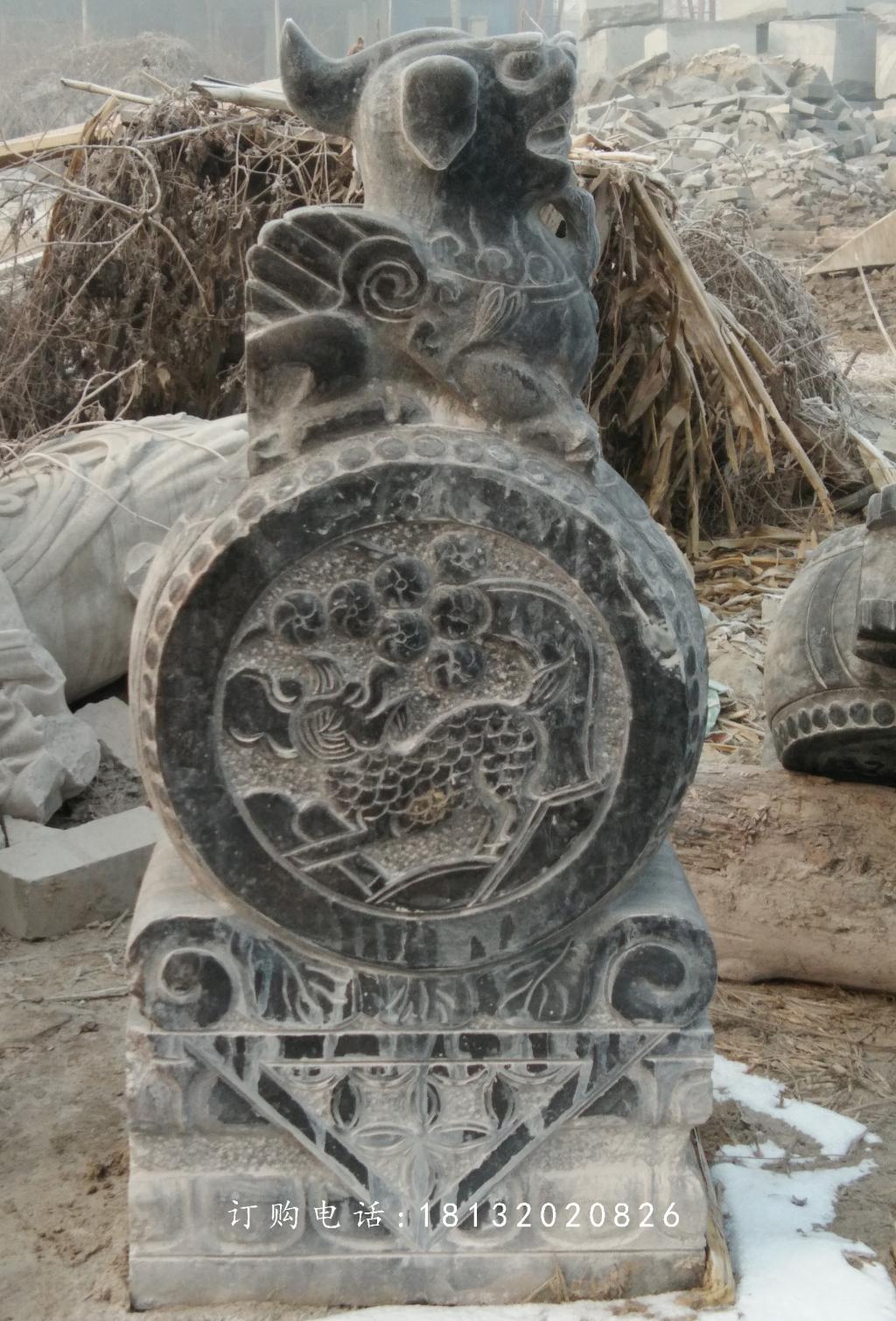 青石門(mén)墩，仿古抱鼓石