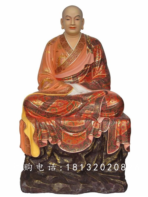 坐式佛像雕塑，玻璃鋼十八羅漢 (1)