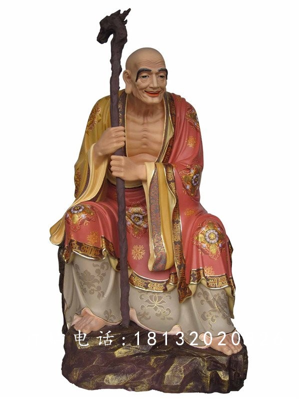 坐式佛像雕塑，玻璃鋼十八羅漢 (7)