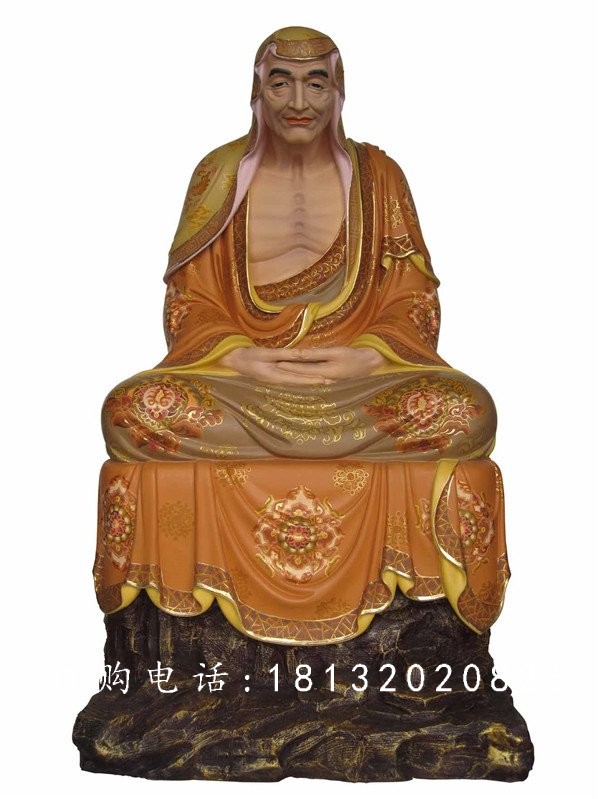 坐式佛像雕塑，玻璃鋼十八羅漢 (8)