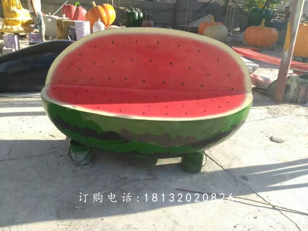 西瓜雕塑，玻璃鋼仿真水果雕塑 (1)