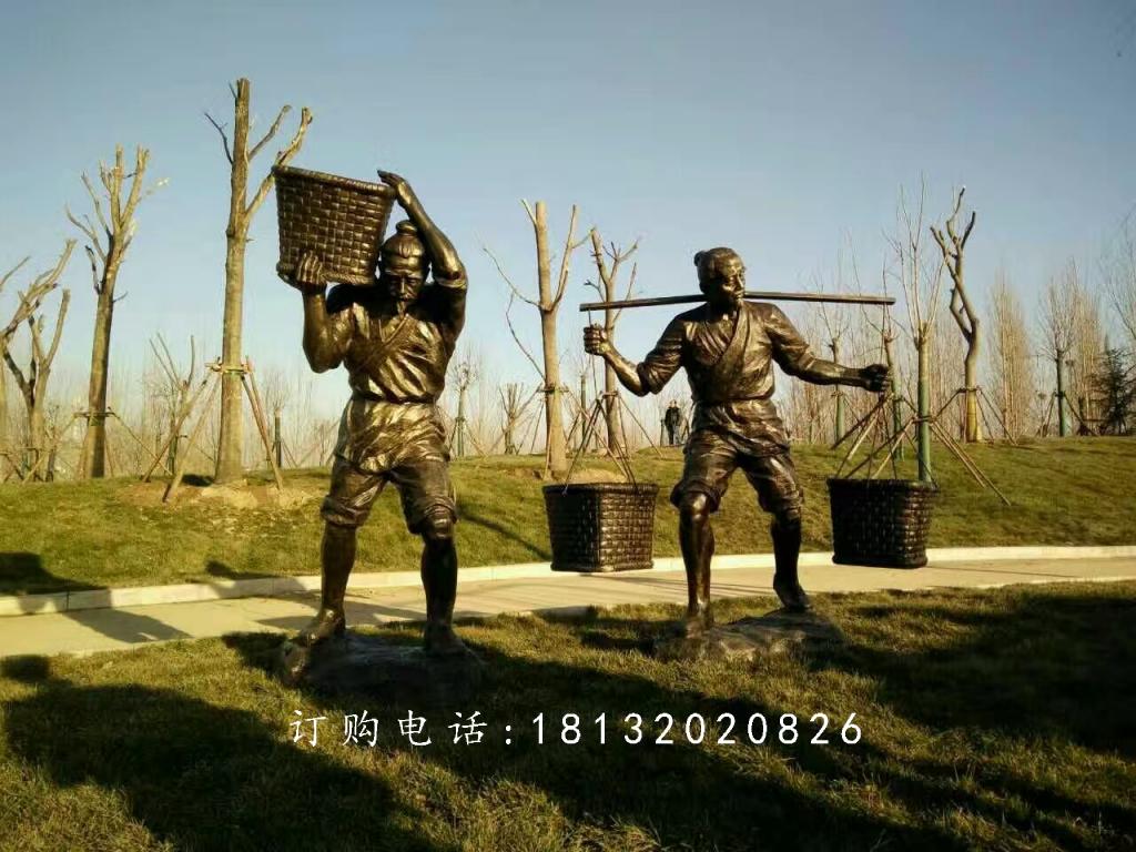 做農(nóng)活人物銅雕，公園人物雕塑 (3)