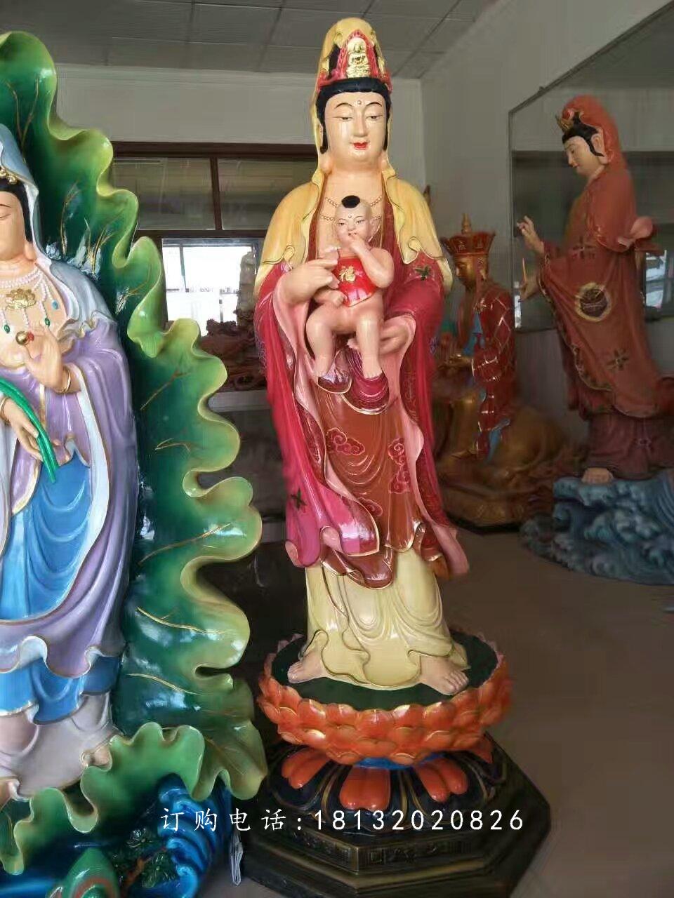 送子觀音雕塑，玻璃鋼觀音菩薩