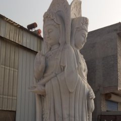 三面觀音石雕，大理石立式觀音