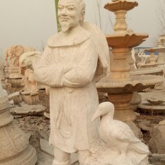 漁翁得利石雕，公園小品石雕