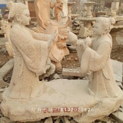 孔融讓梨石雕，公園小品石雕