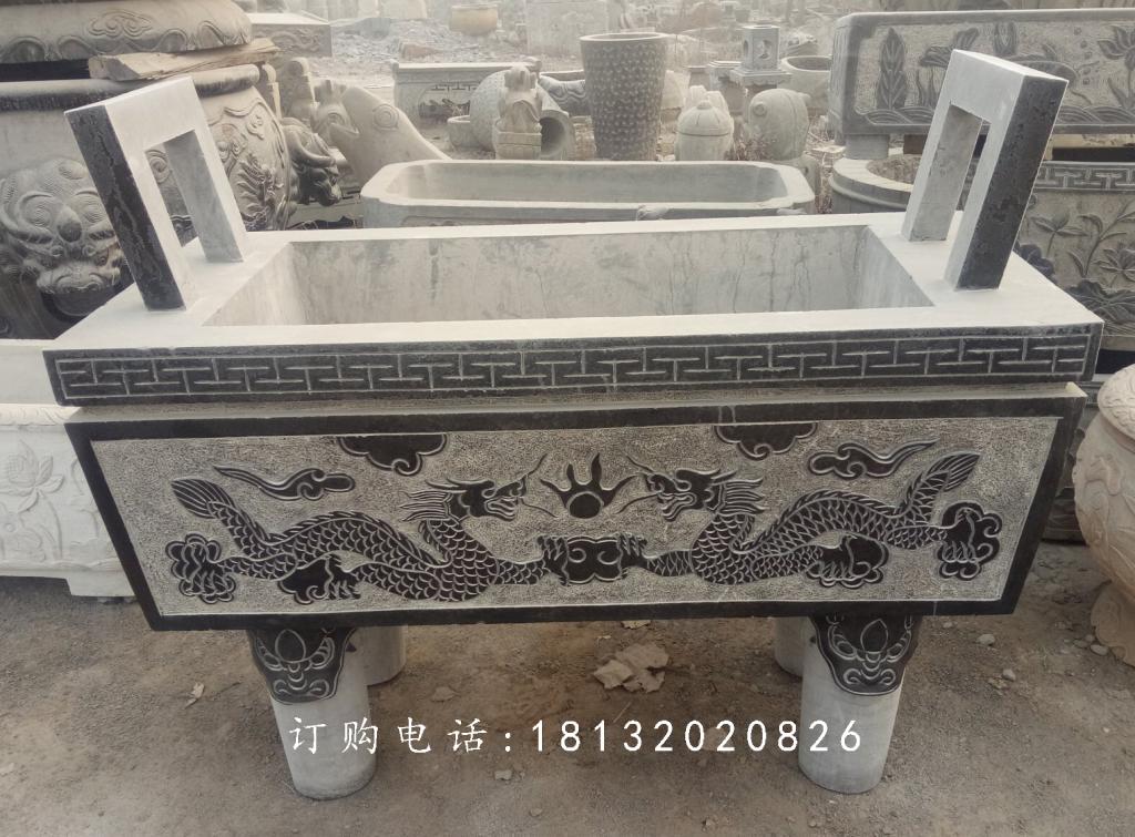 石雕香爐，青石香爐，寺廟方形香爐 (1)