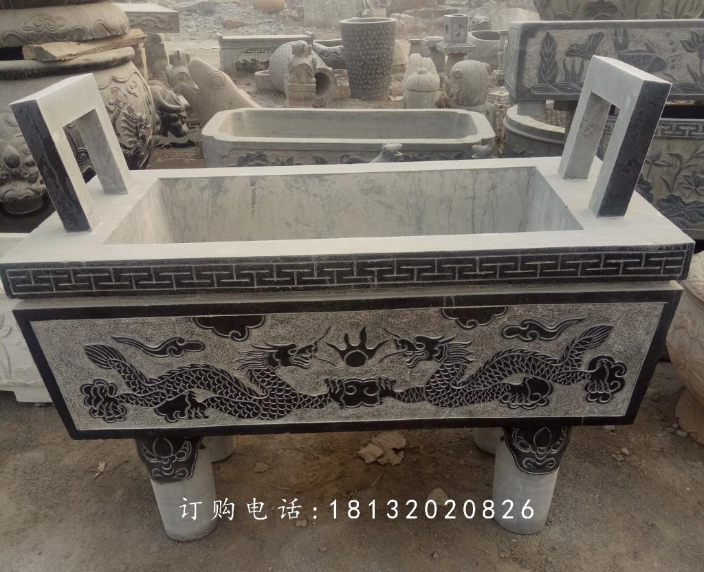石雕香爐，青石香爐，寺廟方形香爐 (2)