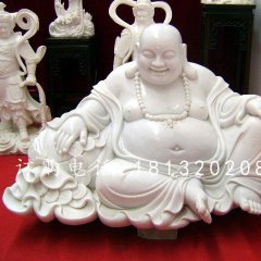 大肚佛石雕，漢白玉彌勒佛雕塑