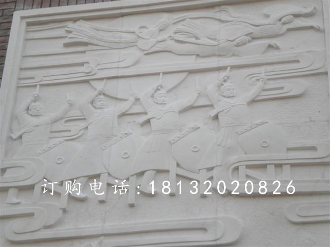 男人打鼓石浮雕，廣場人物景觀石浮雕