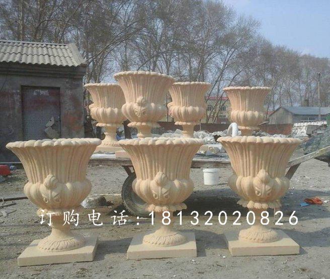 玻璃鋼仿砂巖花盆，玻璃鋼花盆雕塑