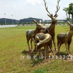 梅花鹿銅雕，園林景觀銅雕，公園動(dòng)物銅雕