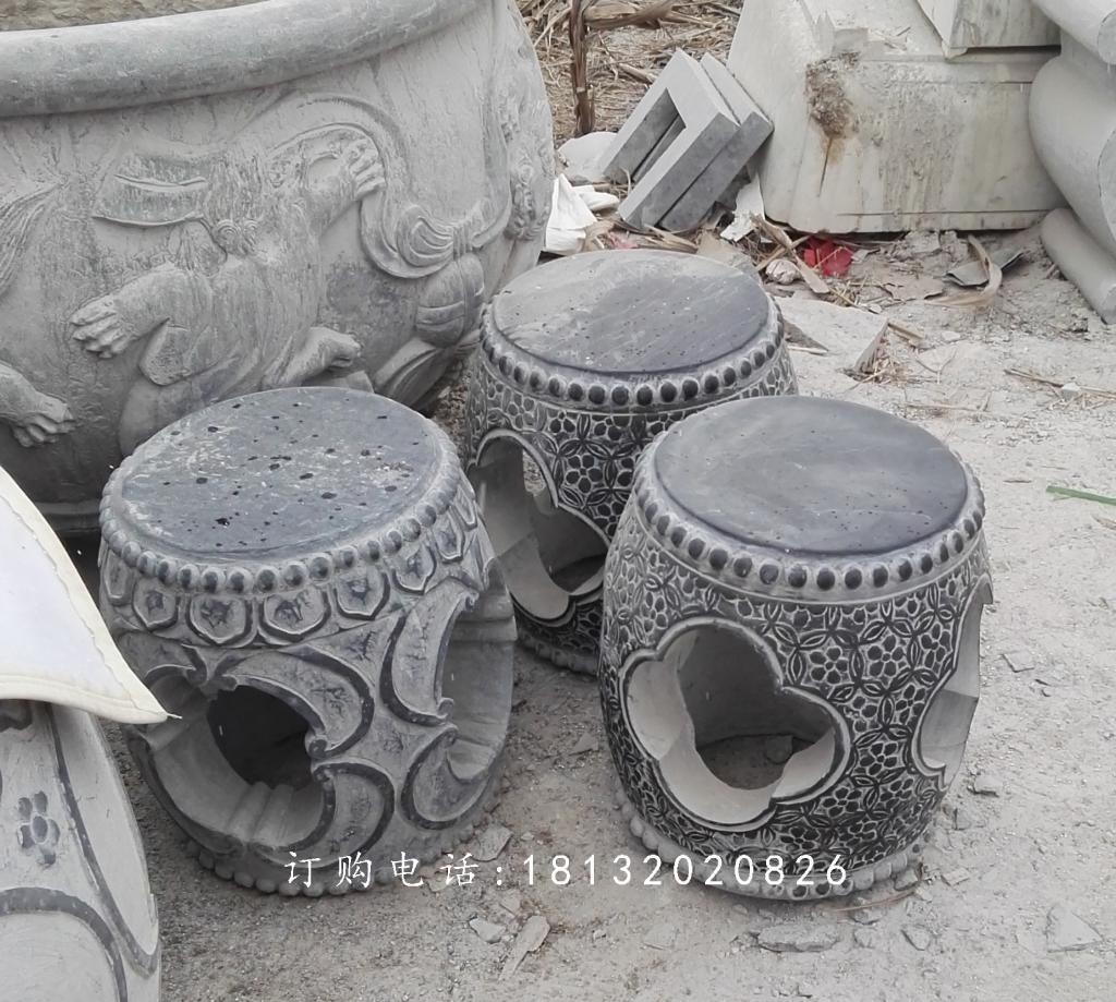 仿古石桌石凳，鼓式桌凳石雕 (2)