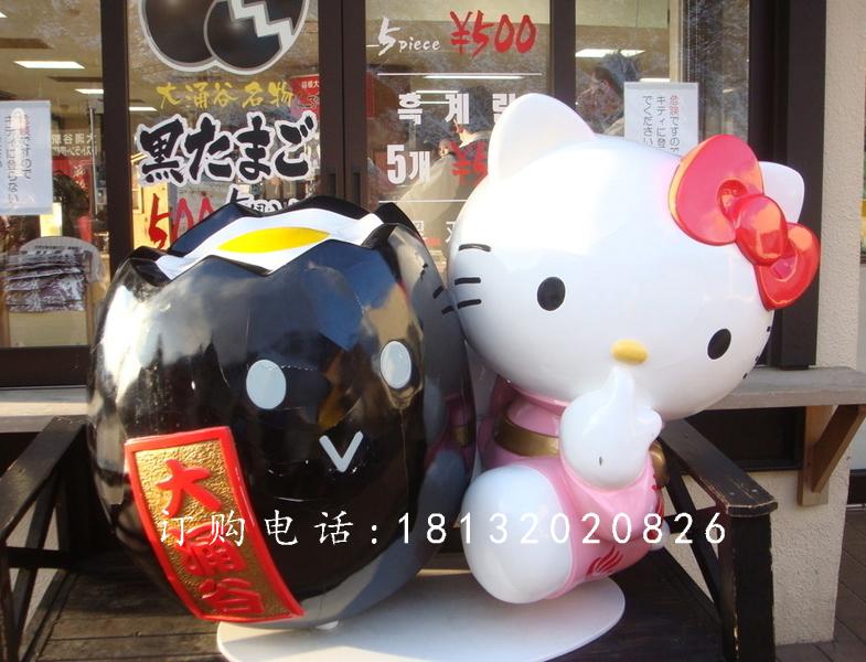 玻璃鋼kitty貓雕塑，卡通玻璃鋼雕塑