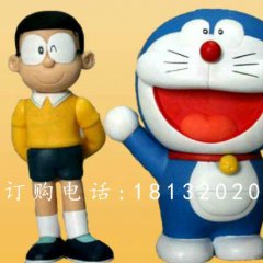 玻璃鋼大雄與多啦a夢(mèng)雕塑，卡通人物雕塑