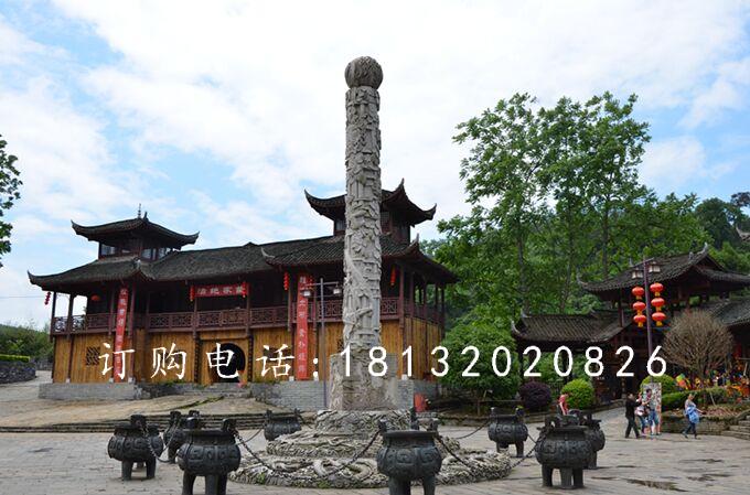 大理石柱子,迎龍柱石雕 (1)