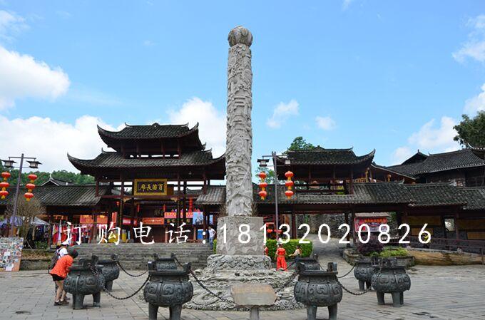 大理石柱子,迎龍柱石雕 (2)