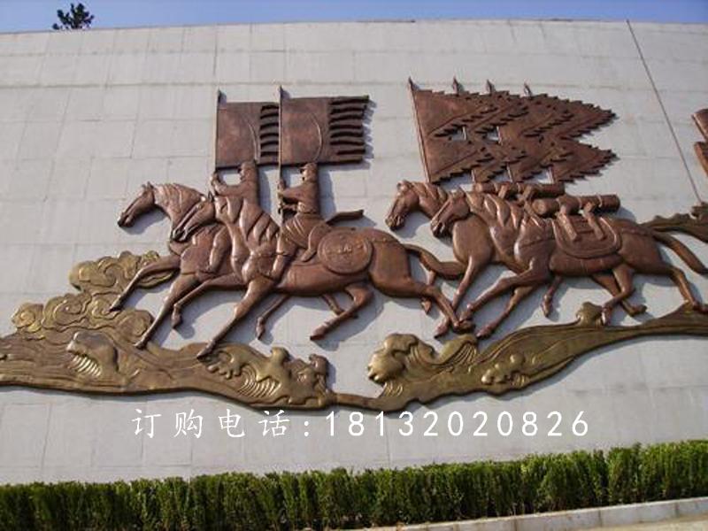 鍛銅浮雕，古代人物騎馬銅浮雕