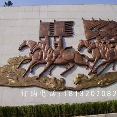 鍛銅浮雕，古代人物騎馬銅浮雕